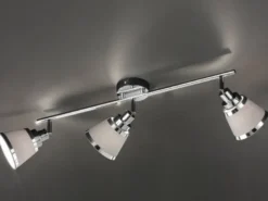 Deckenstrahler ZOON 3-flammig mit Stoffschirmen in Grau, Breite 63cm