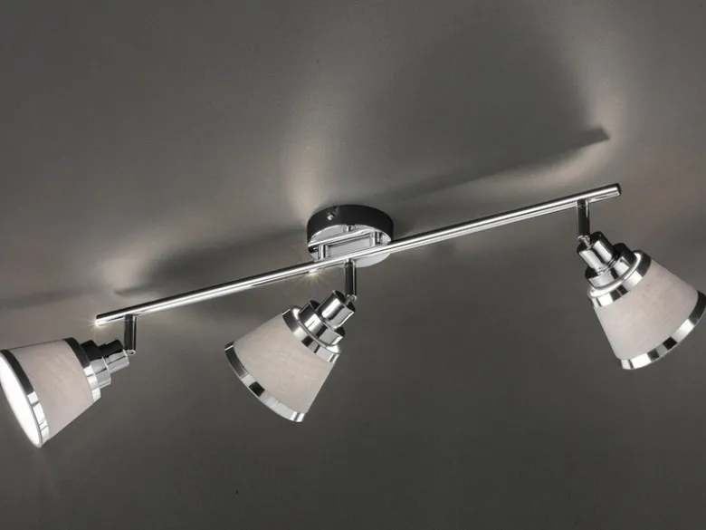 Deckenstrahler ZOON 3-flammig mit Stoffschirmen in Grau, Breite 63cm