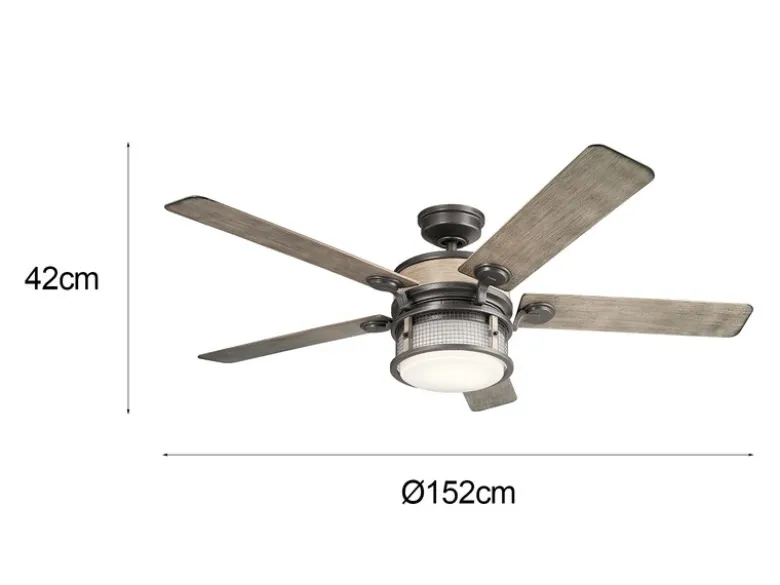 Deckenventilator AHRENDALE mit Licht, Outdoor geeignet IP44, Ø 152cm