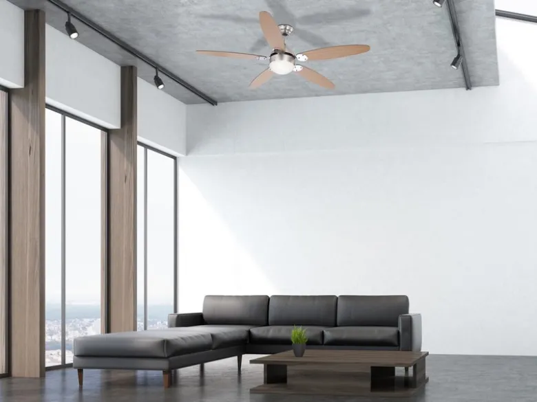 Deckenventilator AZURA mit Licht und Zugschalter leise, 2 Flügelfarben, Ø132cm