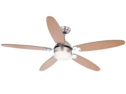 Deckenventilator AZURA mit Licht und Zugschalter leise, 2 Flügelfarben, Ø132cm