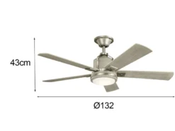 Deckenventilator COLERNE mit Holzflügeln, Licht und Fernbedienung, Ø 132cm