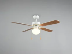 Deckenventilator HAMMERFEST mit Licht & Zugschalter, Weiß Holzoptik Ø 106,5cm