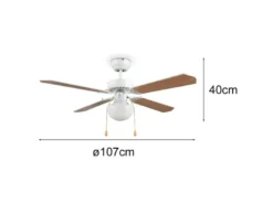 Deckenventilator HAMMERFEST mit Licht & Zugschalter, Weiß Holzoptik Ø 106,5cm