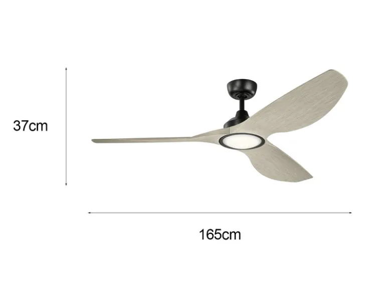 Deckenventilator IMARI mit LED Licht - Flügel in Holzoptik Weiß, Ø 165cm