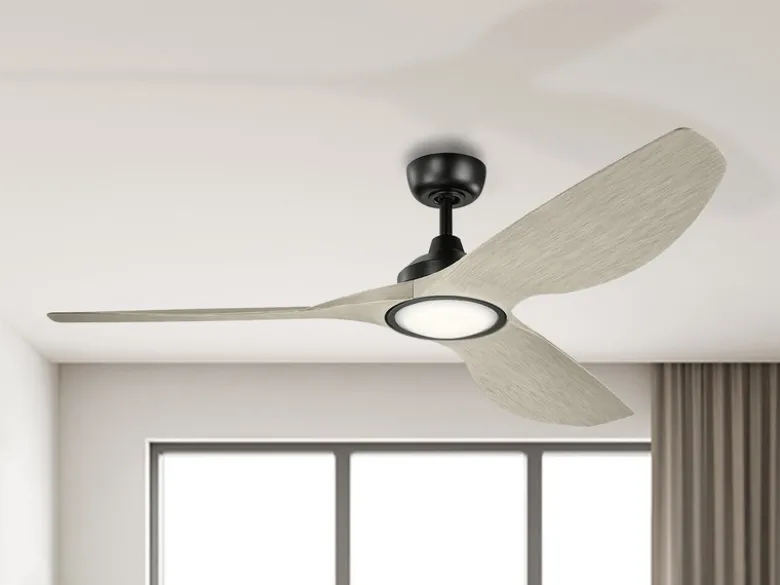 Deckenventilator IMARI mit LED Licht - Flügel in Holzoptik Weiß, Ø 165cm
