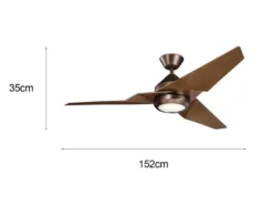 Deckenventilator JADE mit Licht und Fernbedienung, Bronze-Holzoptik, Ø 152cm