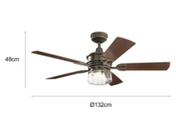 Deckenventilator LYNDON mit Licht & Fernbedienung, Feuchtraumgeeignet, Ø 132cm