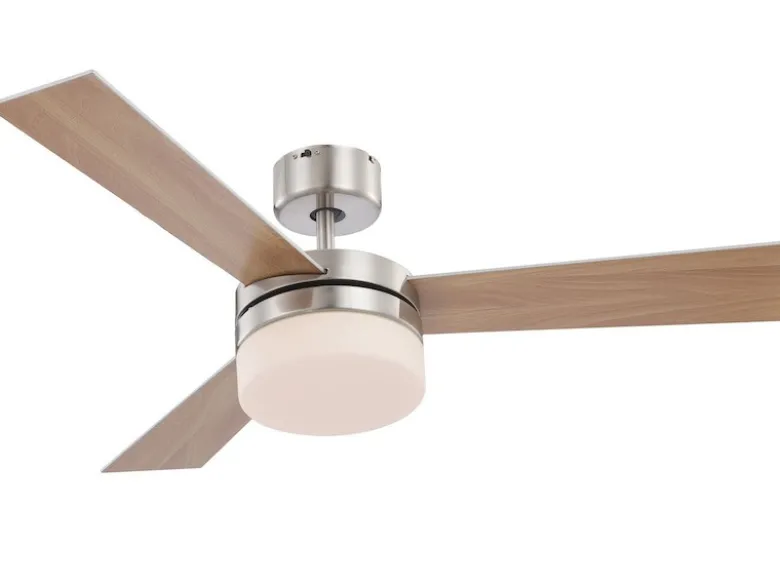 Deckenventilator mit Licht ALANA Fernbedienung, Silber/Buche Ø105cm