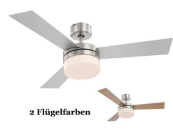 Deckenventilator mit Licht ALANA Fernbedienung, Silber/Buche Ø105cm