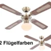 Deckenventilator mit Licht CHAMPION, Zugschalter 2 Flügelfarben Ø106cm