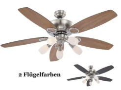 Deckenventilator mit Licht JERRY Zugschalter, Buche/Graphit Ø130cm