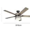 Deckenventilator mit Licht und Fernbedienung, Outdoor geeignet IP44, Ø 152cm