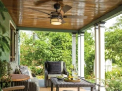Deckenventilator mit Licht und Fernbedienung, Outdoor geeignet IP44, Ø 152cm