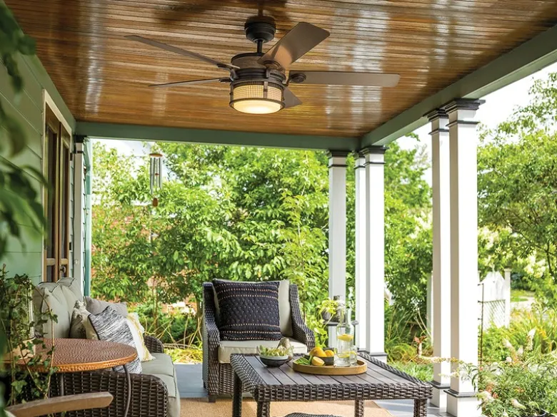Deckenventilator mit Licht und Fernbedienung, Outdoor geeignet IP44, Ø 152cm