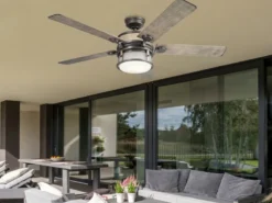 Deckenventilator mit Licht und Fernbedienung, Outdoor geeignet IP44, Ø 152cm