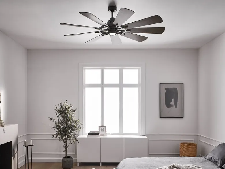 Deckenventilator mit Licht & wendbaren Flügeln in 2 Dekoren, Ø 165cm
