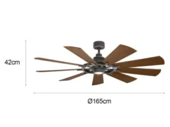 Deckenventilator mit Licht & wendbaren Flügeln in 2 Dekoren, Ø 165cm