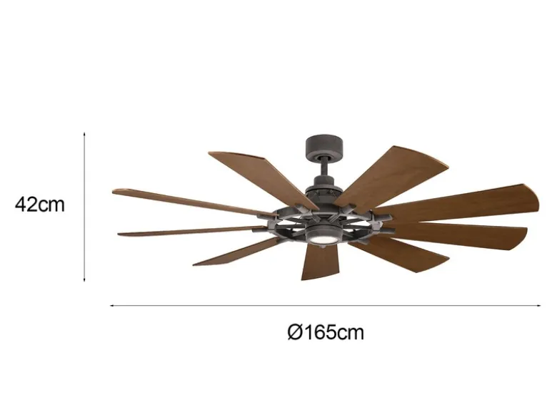 Deckenventilator mit Licht & wendbaren Flügeln in 2 Dekoren, Ø 165cm