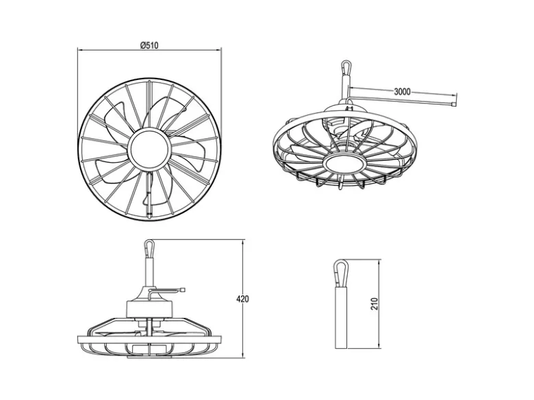 Deckenventilator OSLO mit Licht, Fernbedienung & Stecker Outdoor geeignet Ø 51cm