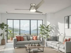 Deckenventilator Silber mit Licht, Outdoor geeignet IP44, Ø 152cm