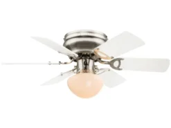 Deckenventilator UGO mit Licht und Zugschalter leise, Weiß/Graphit Ø 76cm
