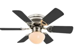 Deckenventilator UGO mit Licht und Zugschalter leise, Weiß/Graphit Ø 76cm