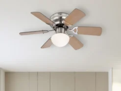 Deckenventilator UGO mit Licht und Zugschalter leise, Ahorn/Graphit Ø 76cm