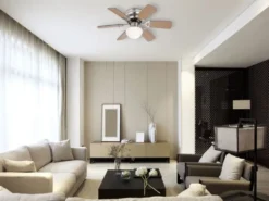 Deckenventilator UGO mit Licht und Zugschalter leise, Ahorn/Graphit Ø 76cm