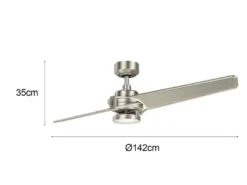 Deckenventilator XETY mit Licht und Fernbedienung, Silber, Ø 142cm
