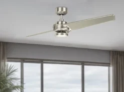 Deckenventilator XETY mit Licht und Fernbedienung, Silber, Ø 142cm