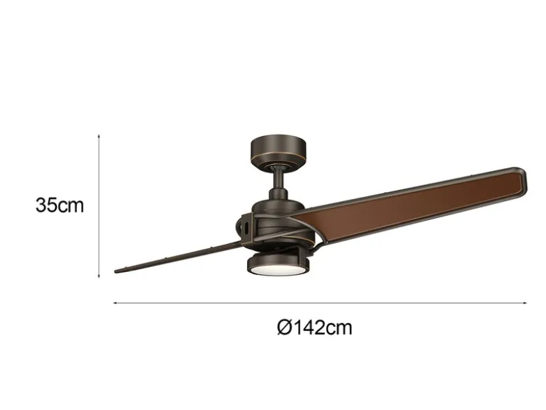 Deckenventilator XETY mit Licht und Fernbedienung, Bronzefarbig, Ø 142cm