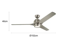 Deckenventilator ZEUS mit Licht und Fernbedienung, Silber, Ø 152cm