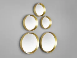 Deko Wandspiegel 5er Spiegel SET mit Rahmen in Gold & Magnet zum Kleben