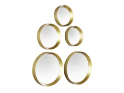 Deko Wandspiegel 5er Spiegel SET mit Rahmen in Gold & Magnet zum Kleben