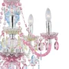 Deko LED Kronleuchter mit fünf E14 Kerzenhülsen und bunten Acrylkristallen