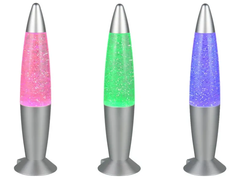 Deko LED RGB Tischleuchte mit Glitzer Batterie- oder USB betrieben, Höhe 34,5cm