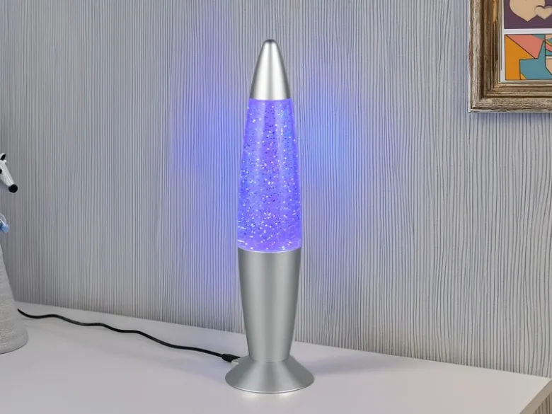 Deko LED RGB Tischleuchte mit Glitzer Batterie- oder USB betrieben, Höhe 34,5cm