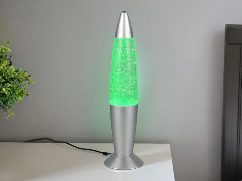 Deko LED RGB Tischleuchte mit Glitzer Batterie- oder USB betrieben, Höhe 34,5cm
