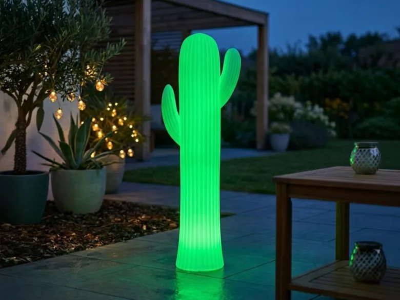 Deko LED RGBW Solarleuchte Kaktus mit Fernbedienung, Höhe 110cm