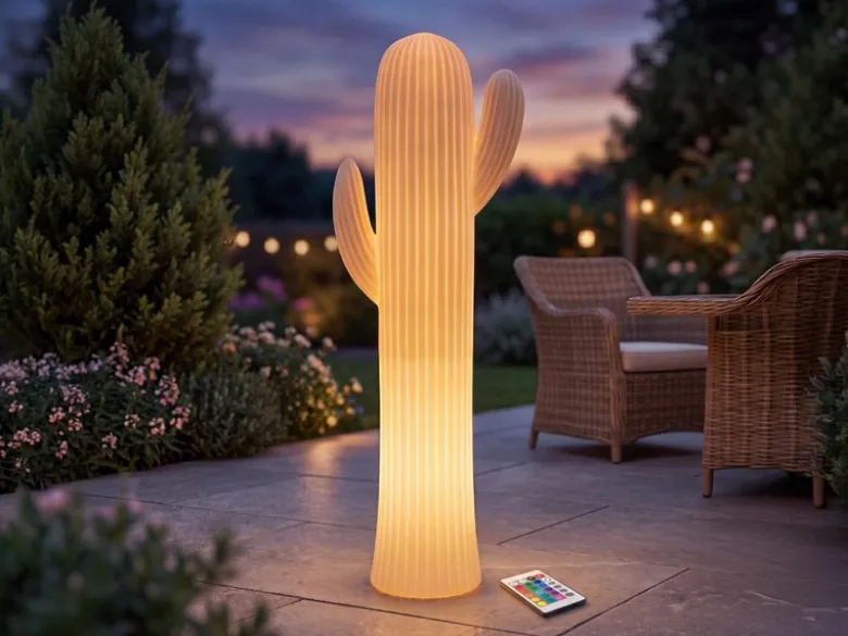Deko LED RGBW Solarleuchte Kaktus mit Fernbedienung, Höhe 110cm