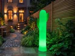 Deko LED RGBW Solarleuchte Kaktus mit Fernbedienung, Höhe 110cm
