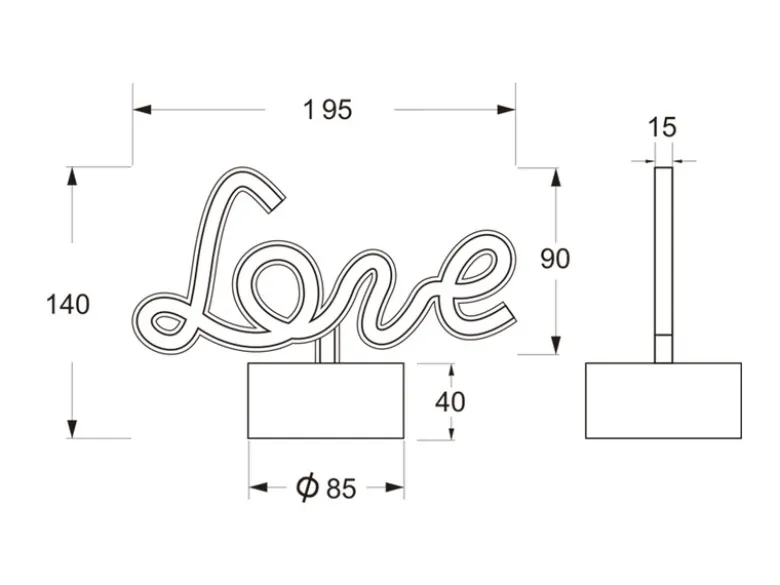 Deko LED Tischleuchte AMOR Batterie- oder USB betrieben, Höhe 14cm