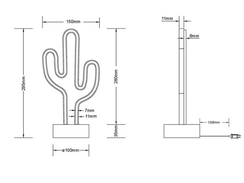Deko LED Tischleuchte CACTUS Batterie- oder USB betrieben, Höhe 29cm