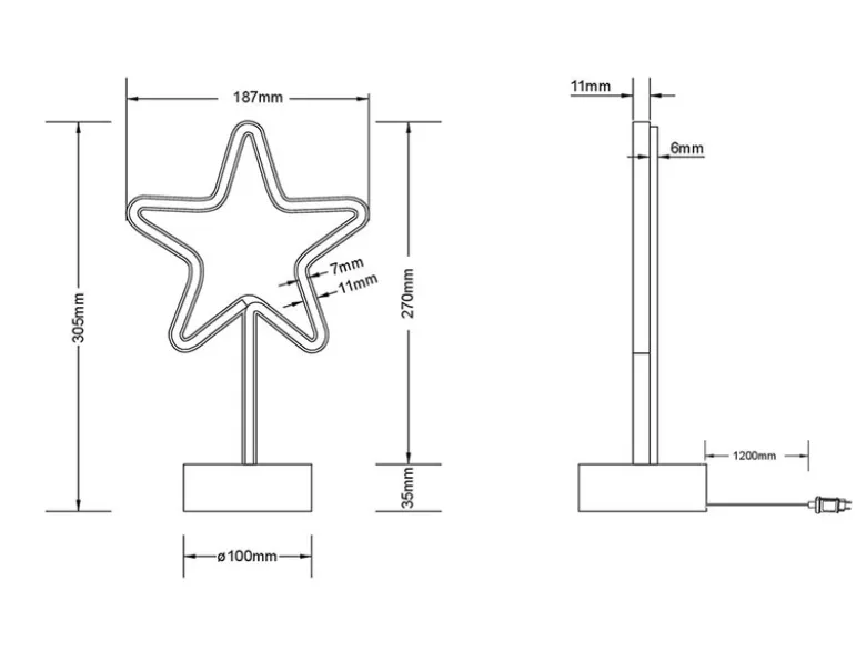 Deko LED Tischleuchte STAR Batterie- oder USB betrieben, Höhe 30cm