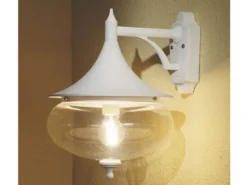 Dekorative Außenwandleuchte LIBRA, Aluminium weiß / Glas klar, Beleuchtung Haus