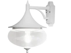 Dekorative Außenwandleuchte LIBRA, Aluminium weiß / Glas klar, Beleuchtung Haus