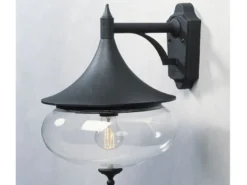 Dekorative Außenwandleuchte LIBRA, Alu schwarz / Glas klar, Beleuchtung Haus