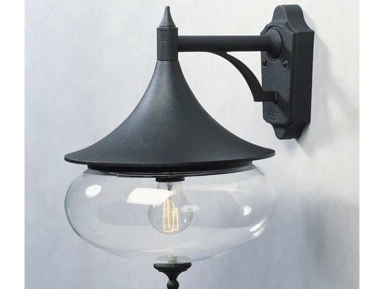 Dekorative Außenwandleuchte LIBRA, Alu schwarz / Glas klar, Beleuchtung Haus