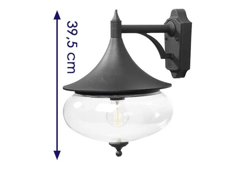Dekorative Außenwandleuchte LIBRA, Alu schwarz / Glas klar, Beleuchtung Haus